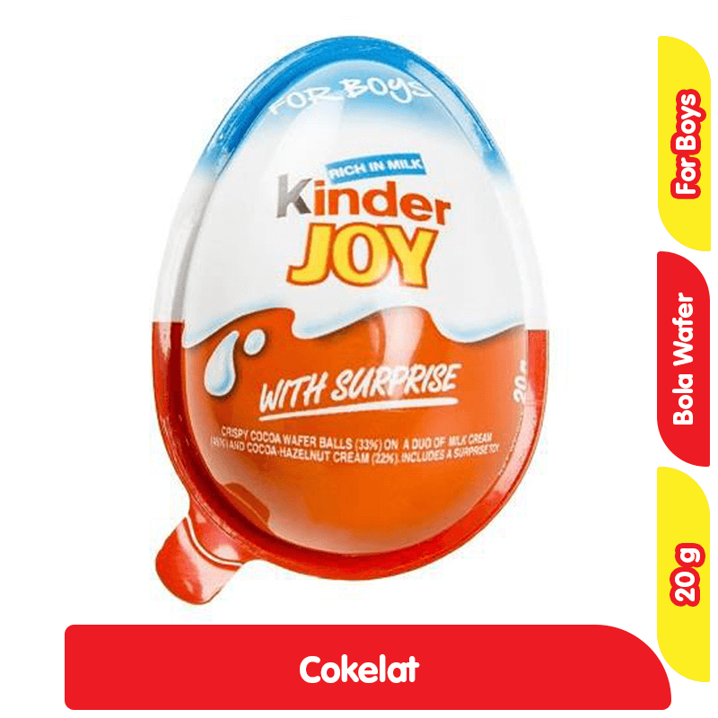 KINDER JOY COKELAT KRISPI DENGAN KEJUTAN BOYS 20 GR