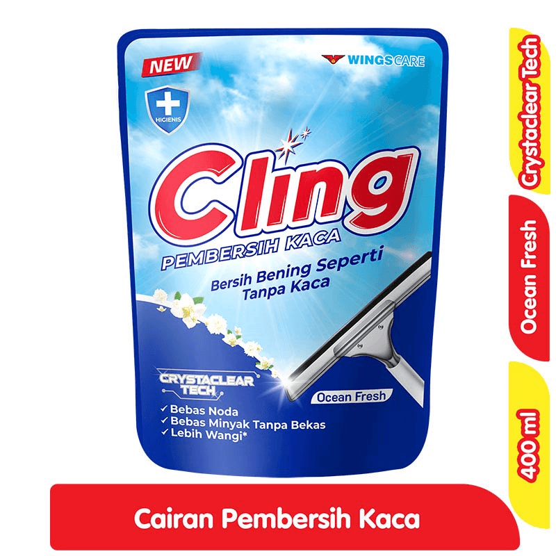 Cling Cairan Pembersih Kaca Ocean Fresh Refill 400 ml