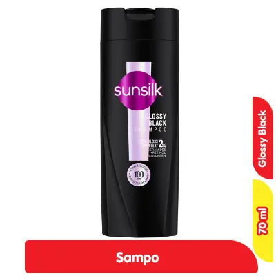 SUNSILK SHAMPOO GLOSSY BLACK 70 ML, 8 PACK X 6
