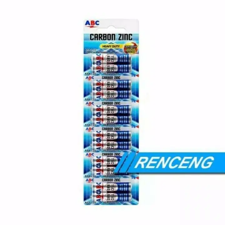 BATERAI ABC CARBON ZINC AAA 2X6 PACK
