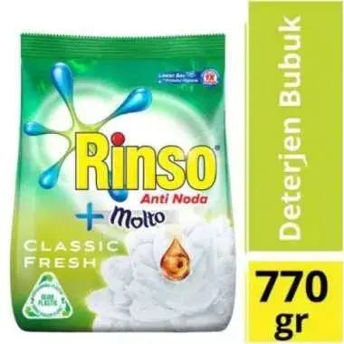 [3092] RINSO DETERJEN POWDER ANTI NODA CLASSIC BAG 800/770g