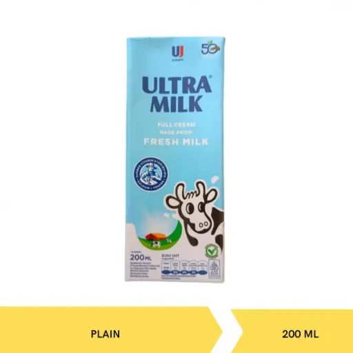 [3850] ULTRA SUSU UHT STERIL SLIM PLAIN TPK 200mL