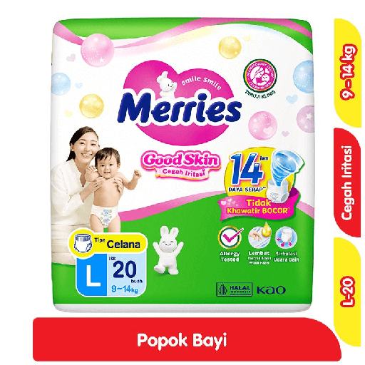 [6242] Merries Good Skin Popok Celana Bayi L 20 pcs