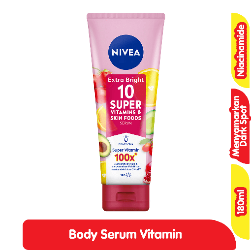 [7603] Nivea Extra Bright Serum Pelembap Tubuh 10 Super Vitamin Tube 180 ml